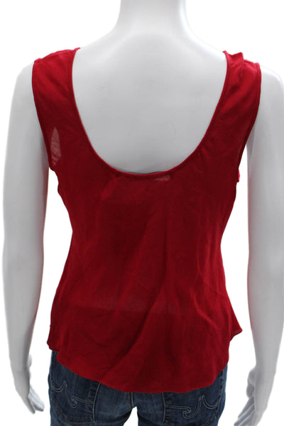 Jackie Rogers Womens Basic Silk Blend Red Scoop Neck Sleeveless Tank Size S
