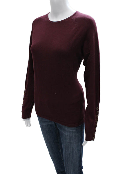 J. Mclaughlin Women Pullover Sweater Red Cotton Crew Neck Long Sleeve Size L