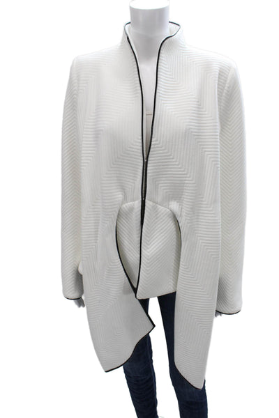 Jackie Rogers Womens Quilted Wool Blend Geometric Zip Long Sleeve Jacket Size M