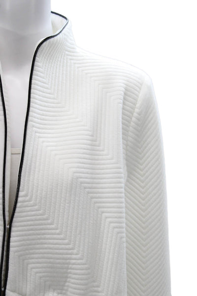 Jackie Rogers Womens Quilted Wool Blend Geometric Zip Long Sleeve Jacket Size M