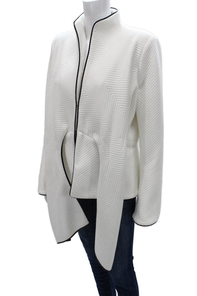Jackie Rogers Womens Quilted Wool Blend Geometric Zip Long Sleeve Jacket Size M