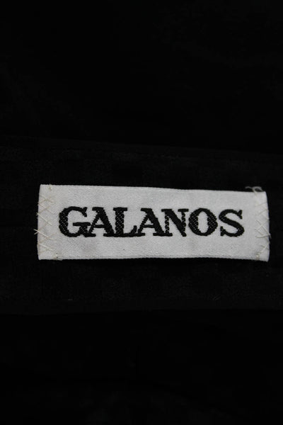 Galanos Womens Sheath Dress Black Check Viscose Long Sleeve Button Midi Size M