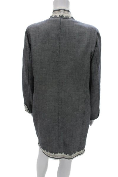 Oscar de la Renta Women Skirt Suit Gray Long Sleeve Polyester Size M