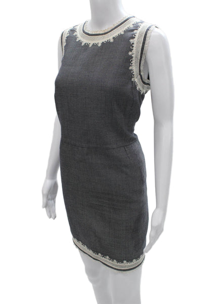 Oscar de la Renta Women Skirt Suit Gray Long Sleeve Polyester Size M