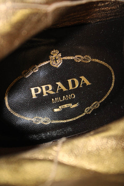 Prada Womens Suede Knee High Boots Heels Brown Size 37.5 7.5
