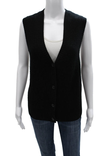 Quince Womens Cashmere V-Neck Black Vest Size L