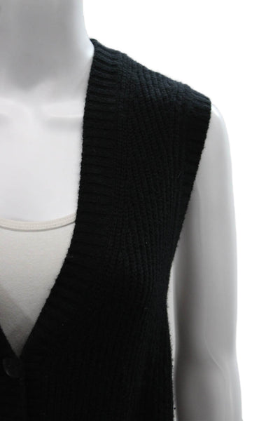 Quince Womens Cashmere V-Neck Black Vest Size L