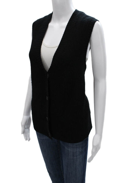 Quince Womens Cashmere V-Neck Black Vest Size L