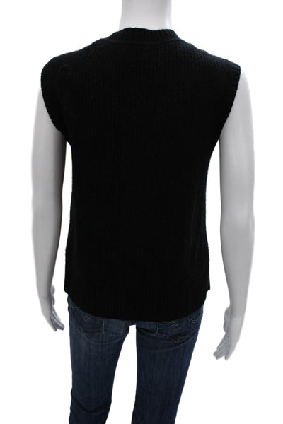 Quince Womens Cashmere V-Neck Black Vest Size L