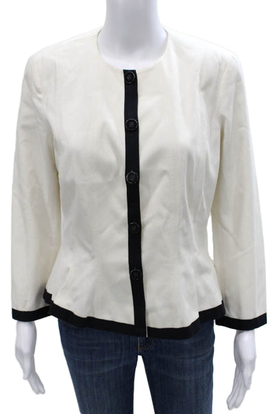 Carolina Herrera Women Basic Jacket White Cotton Button Long Sleeve Size 10
