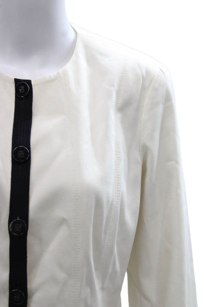 Carolina Herrera Women Basic Jacket White Cotton Button Long Sleeve Size 10