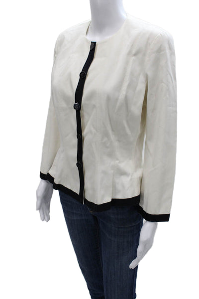 Carolina Herrera Women Basic Jacket White Cotton Button Long Sleeve Size 10
