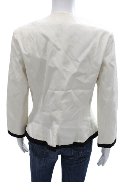 Carolina Herrera Women Basic Jacket White Cotton Button Long Sleeve Size 10