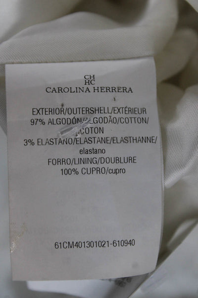 Carolina Herrera Women Basic Jacket White Cotton Button Long Sleeve Size 10