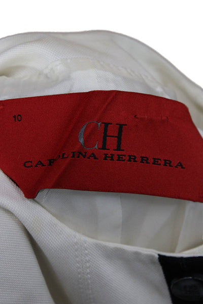 Carolina Herrera Women Basic Jacket White Cotton Button Long Sleeve Size 10
