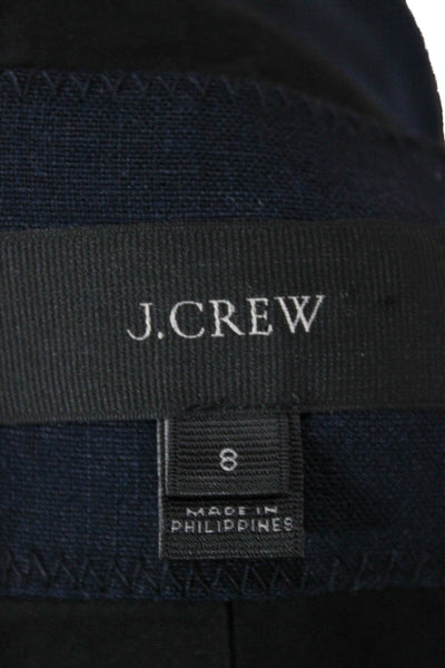 J Crew Womens Linen Blue Blazer Long Sleeve Button Solid Size 8