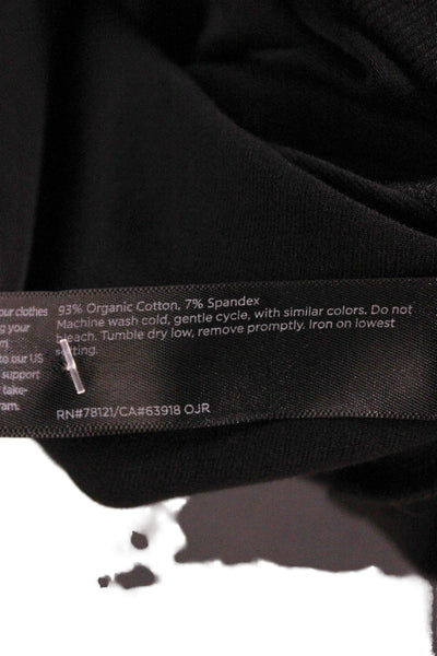 Eileen Fisher Women T-Shirt Black Organic Cotton Boatneck Long Sleeve Size M