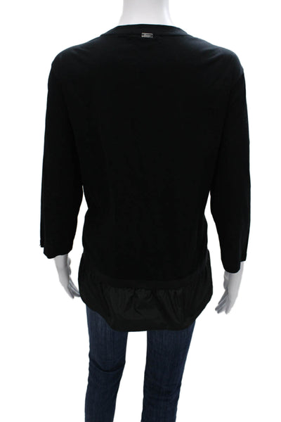 Herno Womens Black Cotton Tunic Round Neck 3/4 Sleeve Pullover Size 48