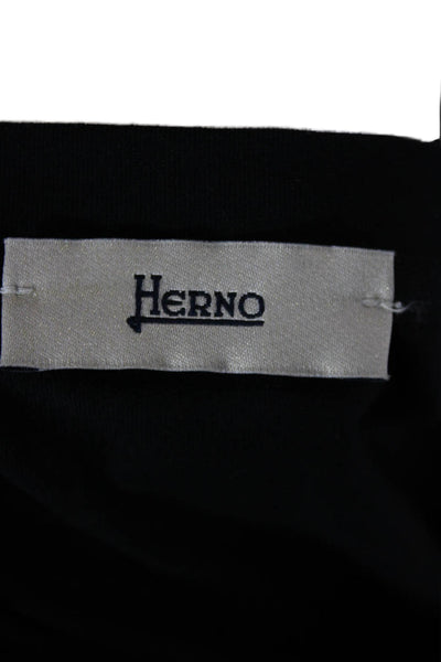 Herno Womens Black Cotton Tunic Round Neck 3/4 Sleeve Pullover Size 48