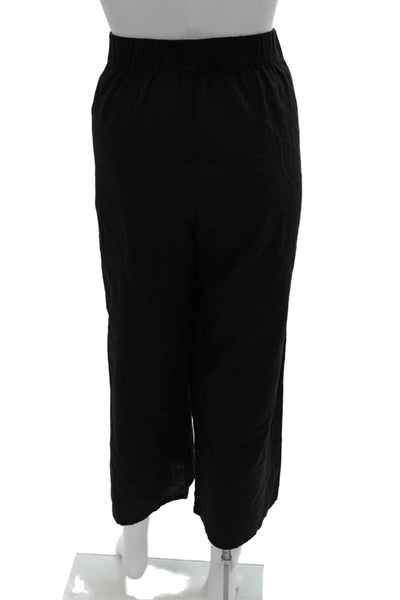 Eileen Fisher Women Cropped Black Organic Cotton Pull On Pants Size M