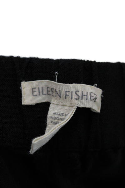 Eileen Fisher Women Cropped Black Organic Cotton Pull On Pants Size M