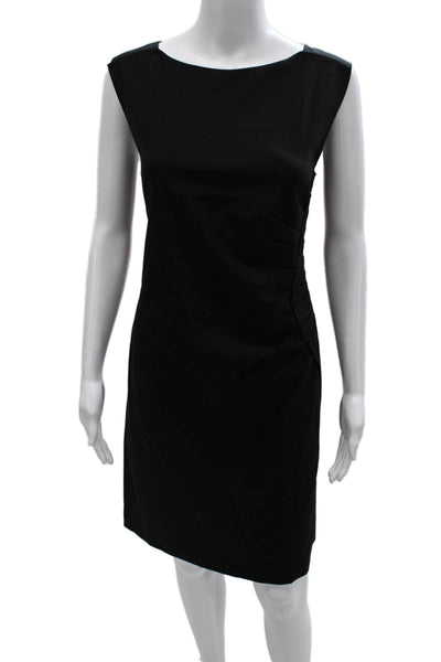 Boss Hugo Boss Womens Black Virgin Wool Sheath Dress Boat Neck Sleeveless Size 8