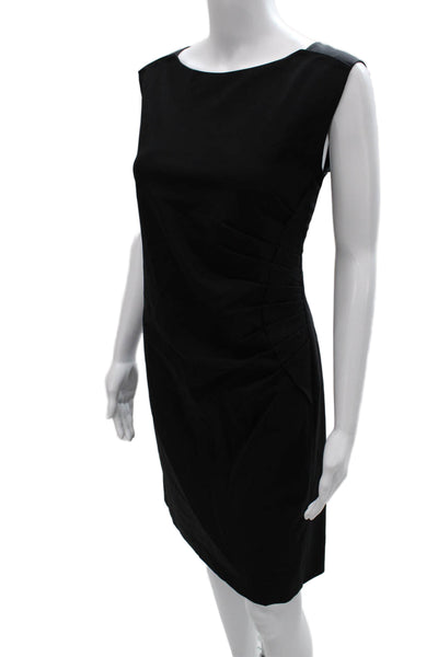 Boss Hugo Boss Womens Black Virgin Wool Sheath Dress Boat Neck Sleeveless Size 8