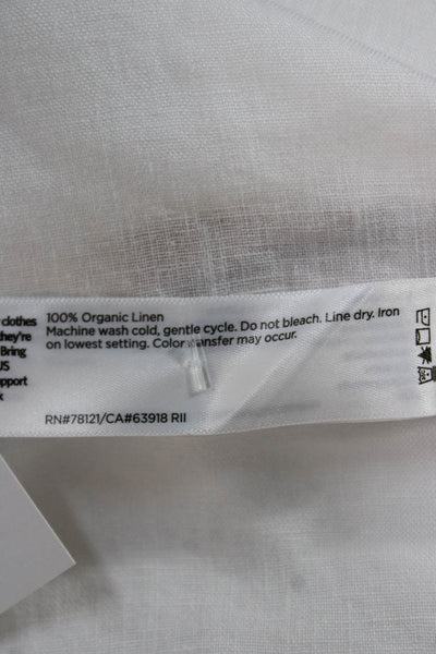 Eileen Fisher Womens White Linen Shirt Dress Collared Button Full Length Size M