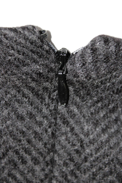 Armani Collezioni Womens Herringbone Print Skirt Suit Grey Black Wool Size 8