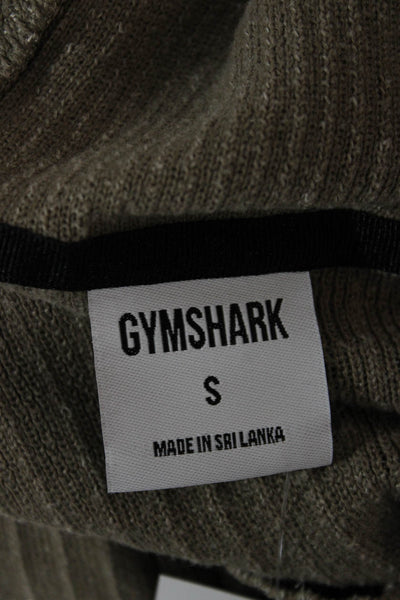 GYMSHARK Womens Pullover Hoodie Green Lyocell Striped V-Neck Long Sleeve Size S