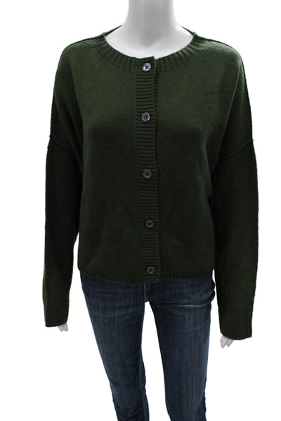 Margittes Womens Wool Green Cardigan Long Sleeve Round Neck Size L