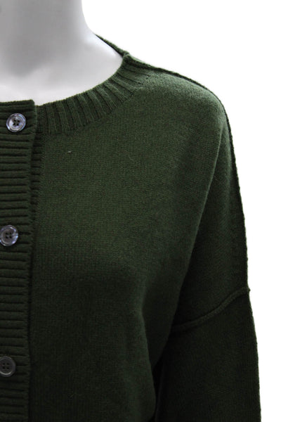 Margittes Womens Wool Green Cardigan Long Sleeve Round Neck Size L