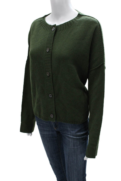 Margittes Womens Wool Green Cardigan Long Sleeve Round Neck Size L