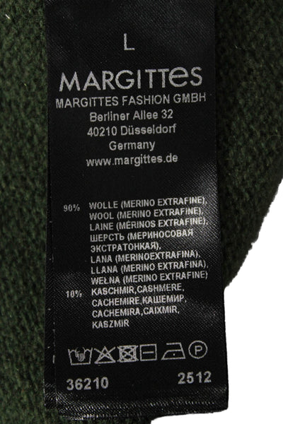 Margittes Womens Wool Green Cardigan Long Sleeve Round Neck Size L