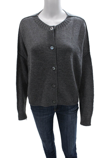 Margittes Women Cardigan Gray Merino Extrafine Wool Long Sleeve Size M