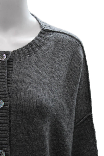 Margittes Women Cardigan Gray Merino Extrafine Wool Long Sleeve Size M
