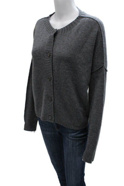 Margittes Women Cardigan Gray Merino Extrafine Wool Long Sleeve Size M