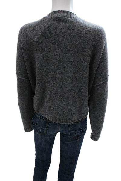 Margittes Women Cardigan Gray Merino Extrafine Wool Long Sleeve Size M