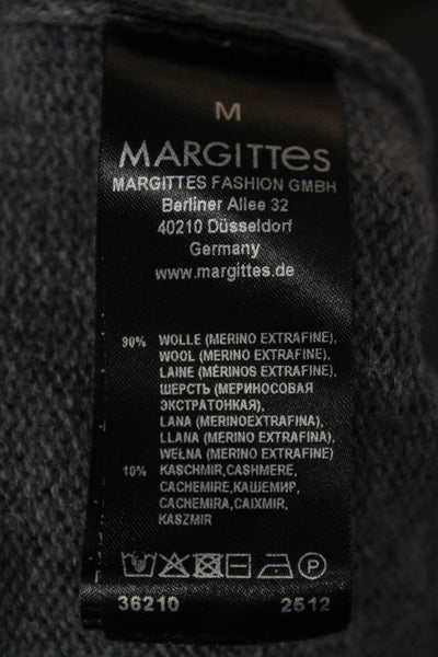 Margittes Women Cardigan Gray Merino Extrafine Wool Long Sleeve Size M