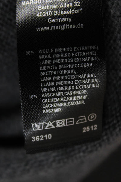 Margittes Women Cardigan Merino Wool Gray Crew Neck Long Sleeve Size L