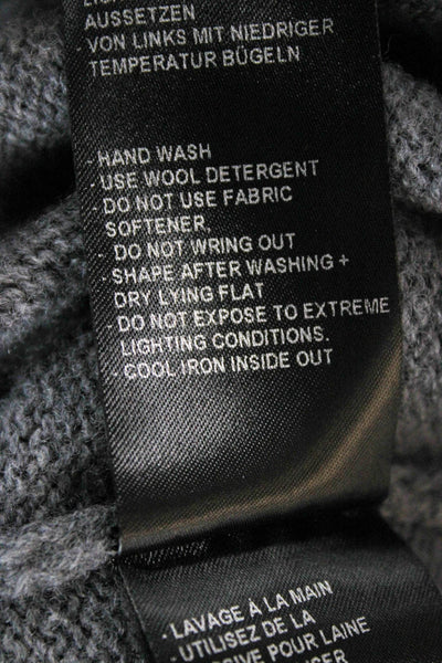 Margittes Women Cardigan Merino Wool Gray Crew Neck Long Sleeve Size L