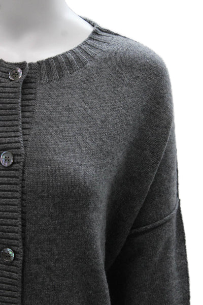 Margittes Womens Wool Cardigan Sweater Crew Neck Gray Long Sleeve Size XL