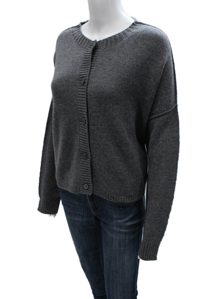 Margittes Womens Wool Cardigan Sweater Crew Neck Gray Long Sleeve Size XL
