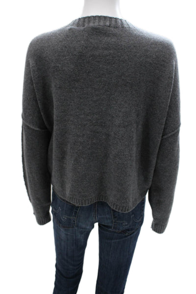 Margittes Womens Wool Cardigan Sweater Crew Neck Gray Long Sleeve Size XL