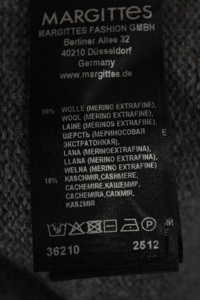 Margittes Womens Wool Cardigan Sweater Crew Neck Gray Long Sleeve Size XL