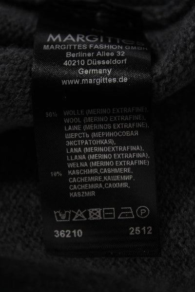 Margittes Womens Merino Wool Cardigan Gray Crew Neck Long Sleeve Size M