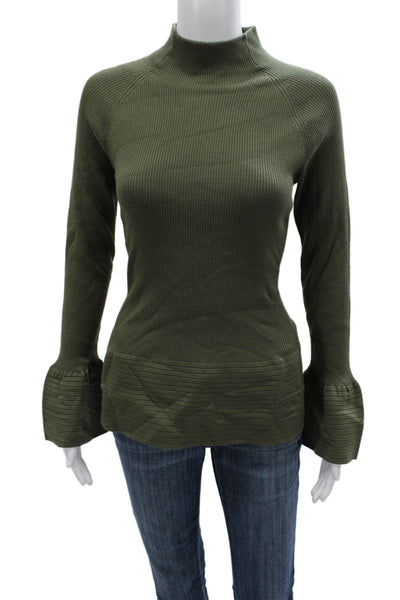 Bitte Kai Rand Women Pullover Sweater Green Mock Neck Long Sleeve Size L