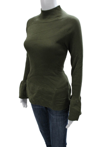 Bitte Kai Rand Women Pullover Sweater Green Mock Neck Long Sleeve Size L