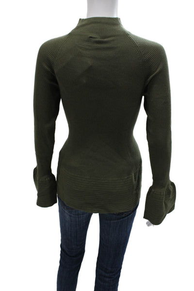 Bitte Kai Rand Women Pullover Sweater Green Mock Neck Long Sleeve Size L