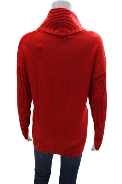 Renuar Womens Red Cowl Neck Pullover Sweater Long Sleeve 50% Viscose Size L
